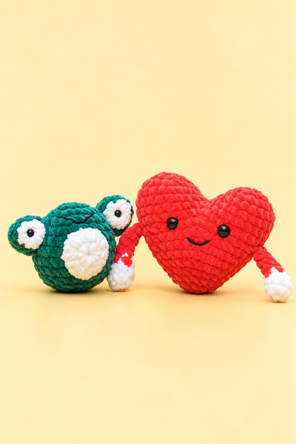 Kurbağa ve Kalp Tığ Kiti Yeni Başlayanlar İçin Videolu Amigurumi Örgü 2'li set